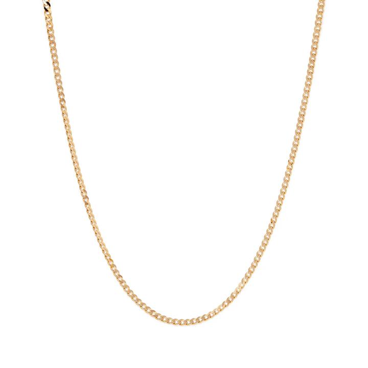Image of Jewelry. Productname: 55cm 4mm Width Flat Curb Chain in 9kt Yellow Gold in Gold colour by brand - Bevilles