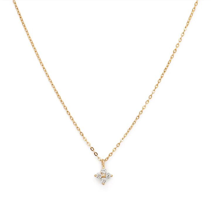 Image of Necklaces. Productname: 45cm Cubic Zirconia Flower Necklace in 9kt Yellow Gold in Gold colour by brand - Bevilles