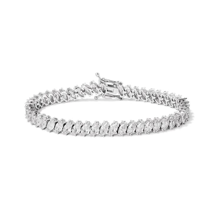 Image of Bracelets. Productname: 20cm Cubic Zirconia Marquise Tennis Bracelet in Sterling Silver in Silver colour by brand - Bevilles