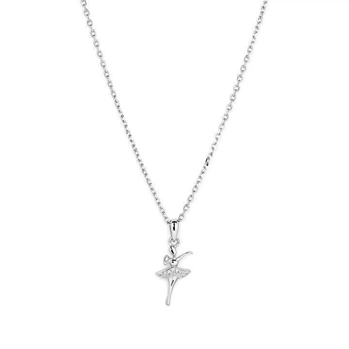 Image of Charms. Productname: 45cm Cubic Zirconia Ballerina Pendant Necklace in Sterling Silver in Silver colour by brand - Bevilles