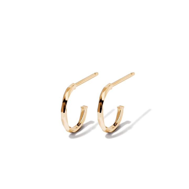 Image of Earrings. Product name - Diamond Cut Hoop Stud Earrings in 9kt Yellow Gold in colour by brand - Bevilles
