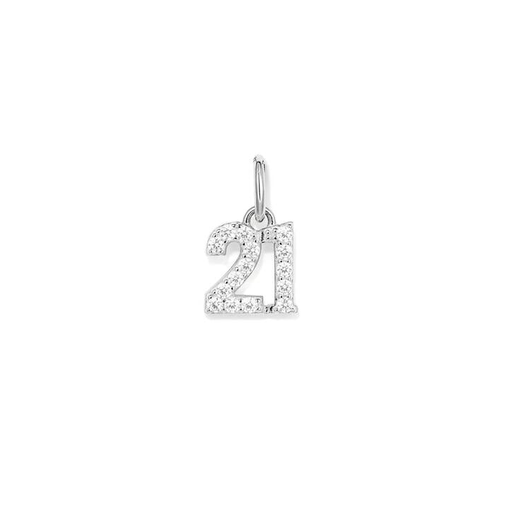 Image of Charms. Product name - Twenty-One Cubic Zirconia Pendant in Sterling Silver in colour by brand - Bevilles