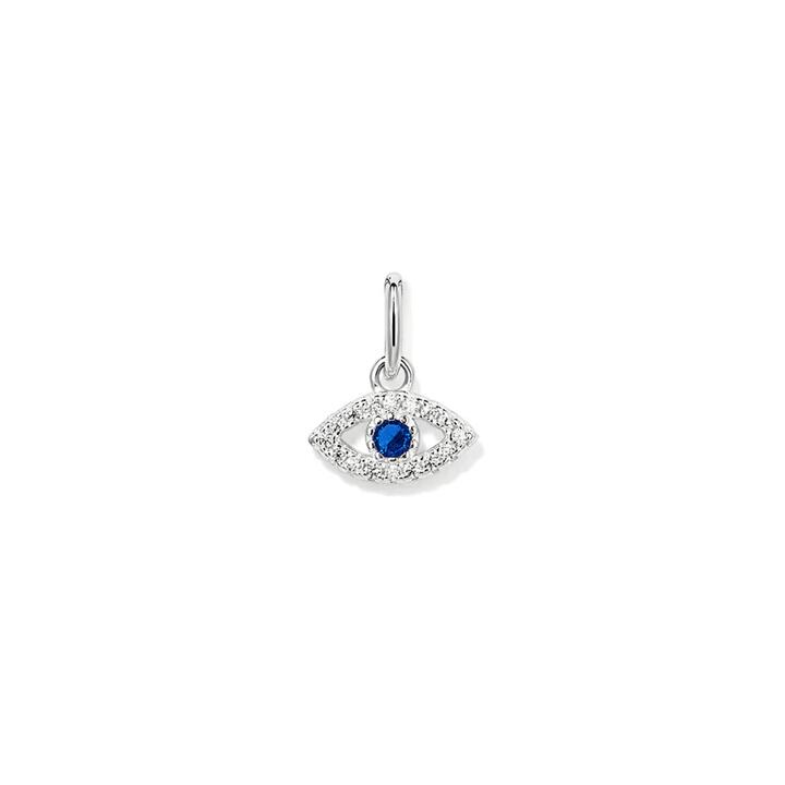 Image of Charms. Productname: Cubic Zirconia Evil Eye Pendant in Sterling Silver in Silver colour by brand - Bevilles