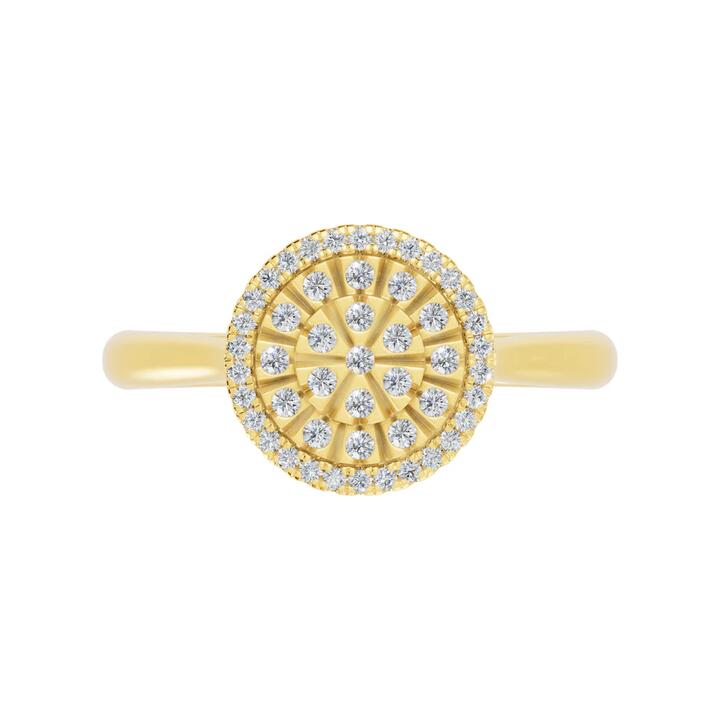 Image of Jewelry. Productname: Illusion Round Ring with 0.25tw of Diamonds in 9kt Yellow Gold in Diamond colour by brand - Bevilles