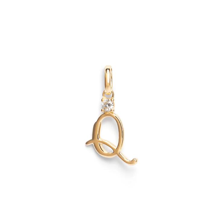 Image of Charms. Product name - Initial Q Pendant with Solitaire 0.05ct Laboratory-Grown Diamond in 9kt Yellow Gold in colour by brand - Bevilles