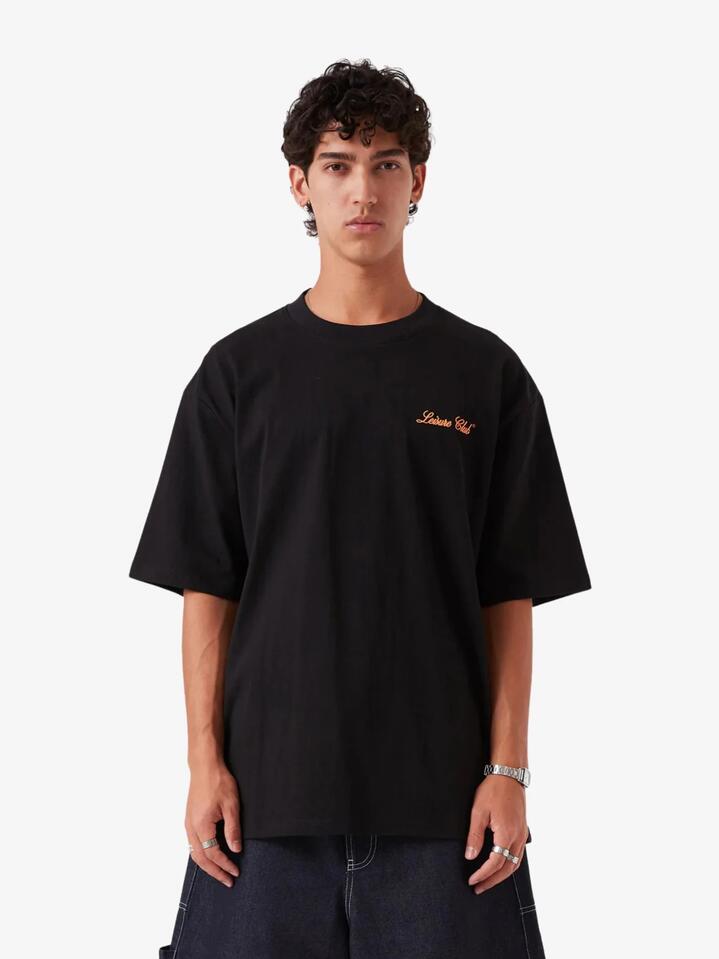 Image of a model wearing Tops. Productname: Barney Cools Medley Tee in Black colour by brand - Barney Cools