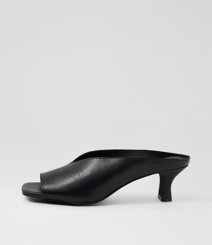 Image of Sandals. Productname: Ursula Black Leather Sandals in BLACK colour by brand - MIDAS