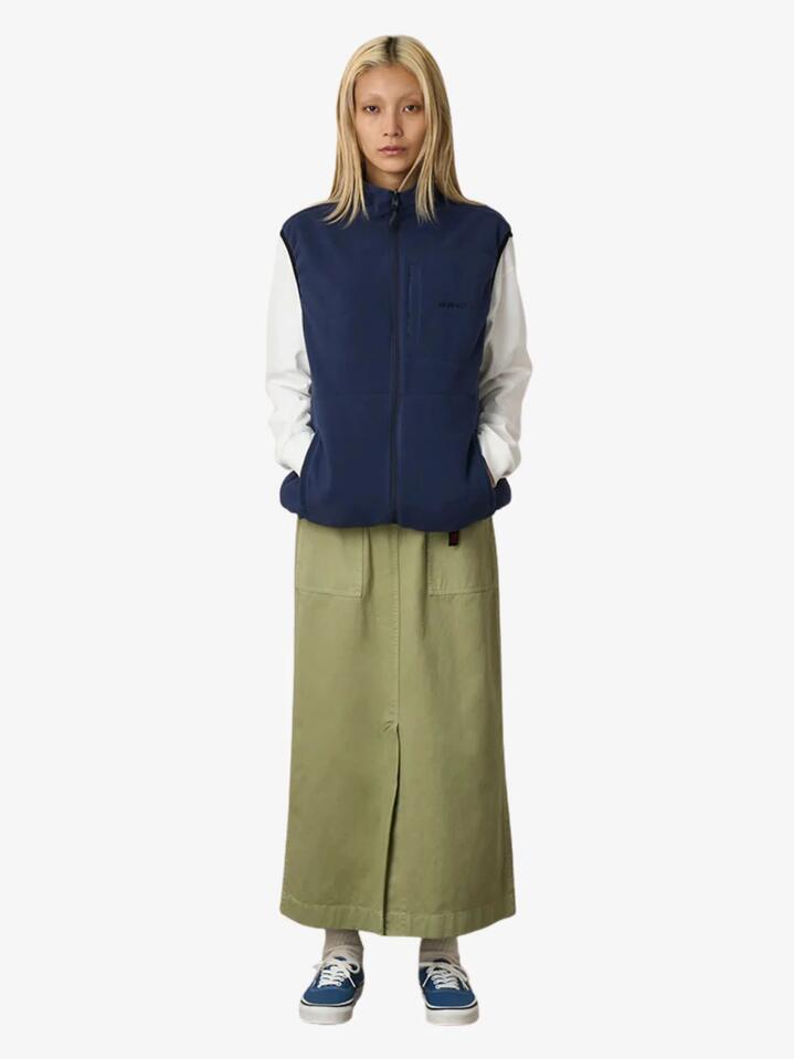 Image of a model wearing Skirts. Productname: Gramicci Long Baker Skirt in Cactus Pigment colour by brand - Gramicci
