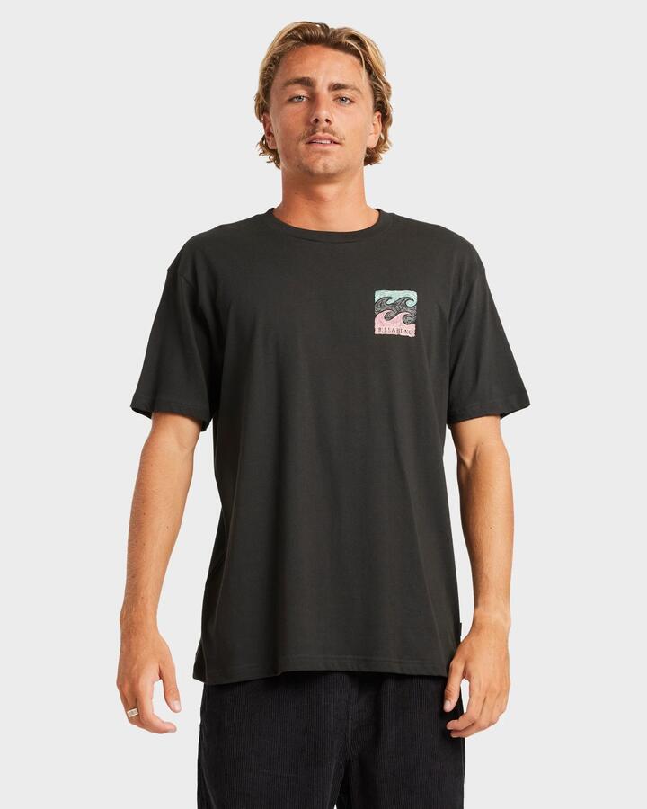 Image of T-Shirts. Product name - Billabong Mens Crayon Wave T-Shirt Washed Black in Washed Black colour by brand - Billabong