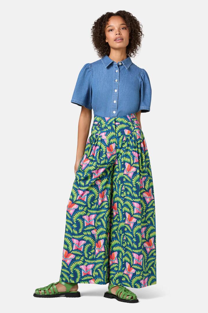 Image of a model wearing Skirts. Product name - In Secret Print Culotte in Print colour by brand - Gorman