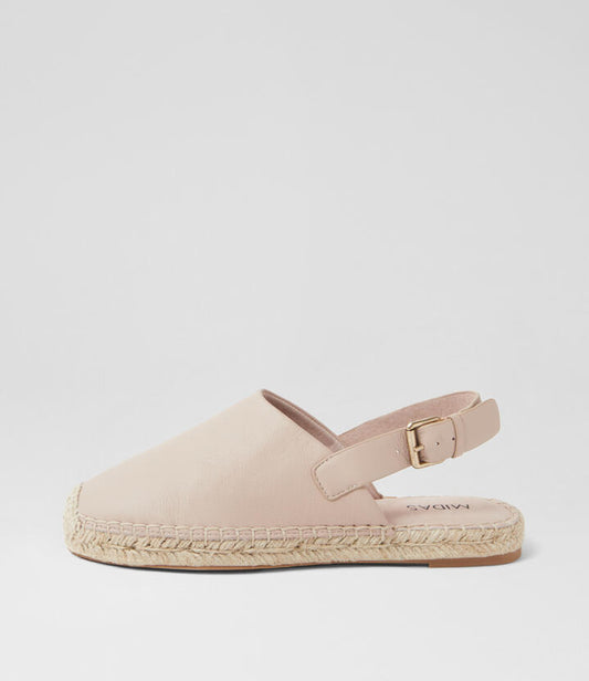 Image of Footwear. Productname: Sikka Stone Leather Flat Shoes in STONE colour by brand - MIDAS