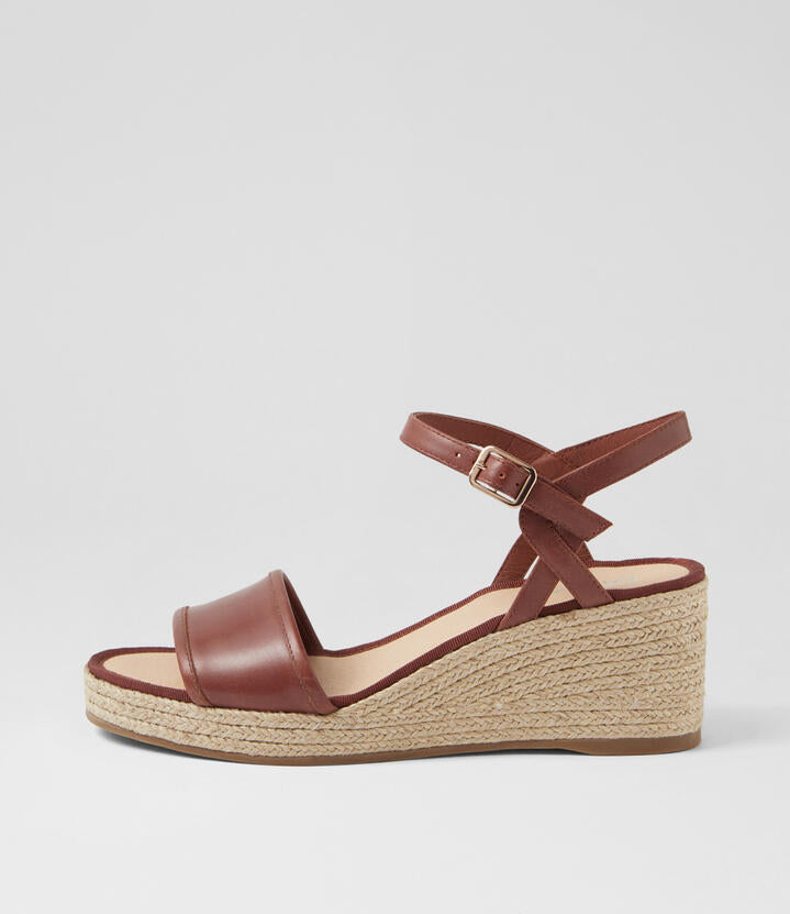 Image of Sandals. Productname: Manuella Walnut Leather Sandals in WALNUT colour by brand - MIDAS