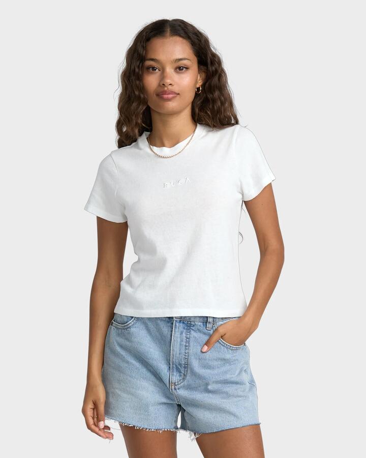 Image of T-Shirts. Product name - RVCA Womens Forever T-Shirt Vintage White in Vintage White colour by brand - RVCA