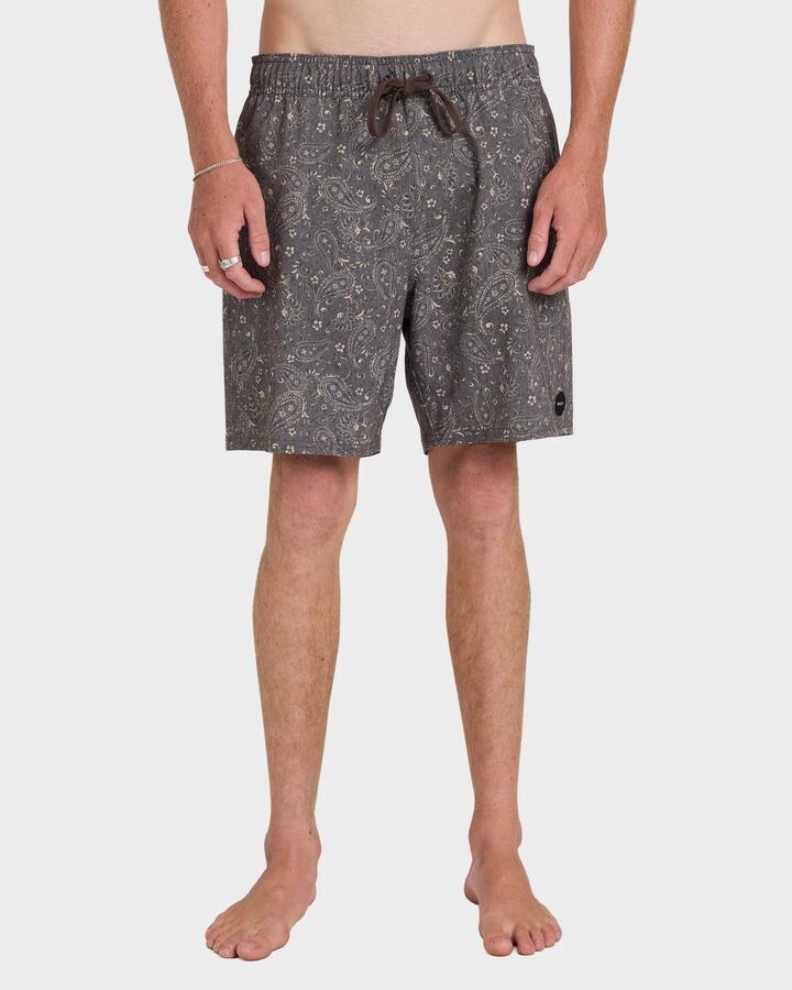 Image of Swimwear. Product name - RVCA Mens Atlas Elastic 17" Boardshorts Chocolate in Chocolate colour by brand - RVCA