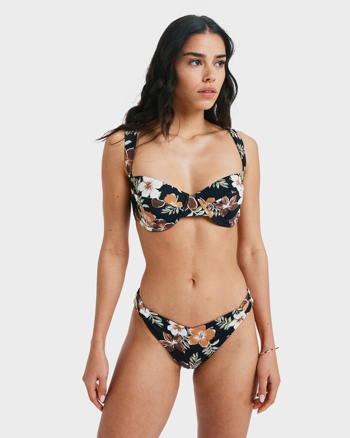 Image of Swimwear. Product name - Roxy Womens Nostalgic Feels Bikini Top Almond Tropical Feels in Almond Tropical Feels colour by brand - Roxy