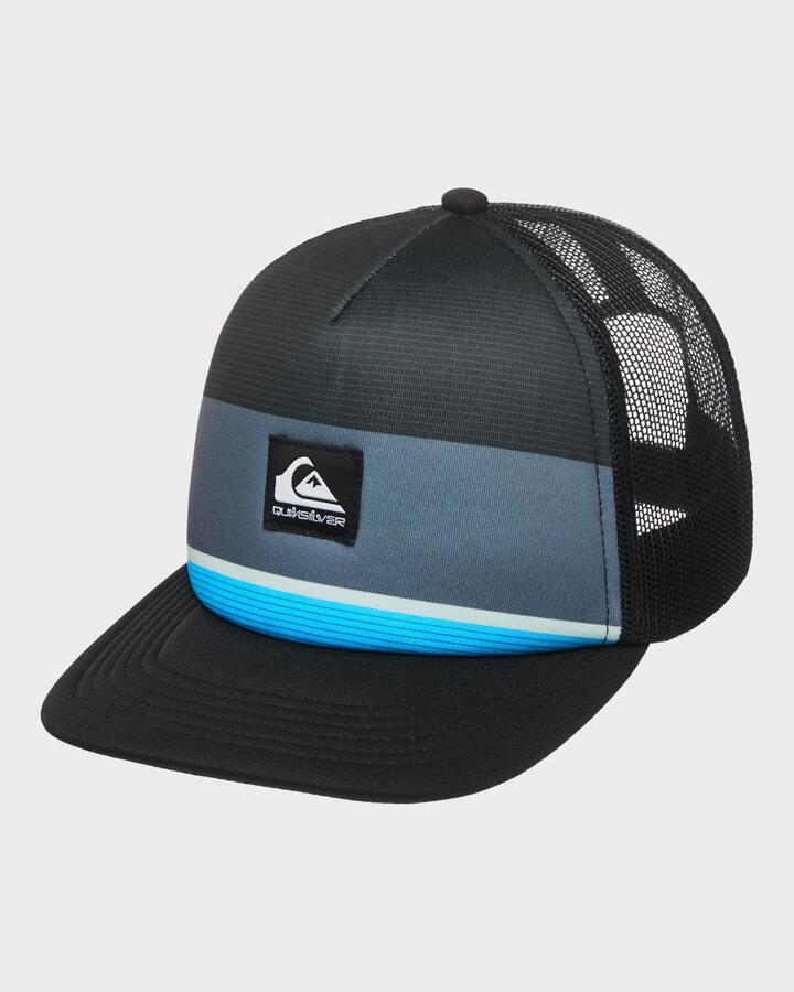 Image of Hats. Productname: Quiksilver Boys 8-16 Emu Coop Cap Black Step Stripe - in Black Step Stripe colour by brand - Quiksilver