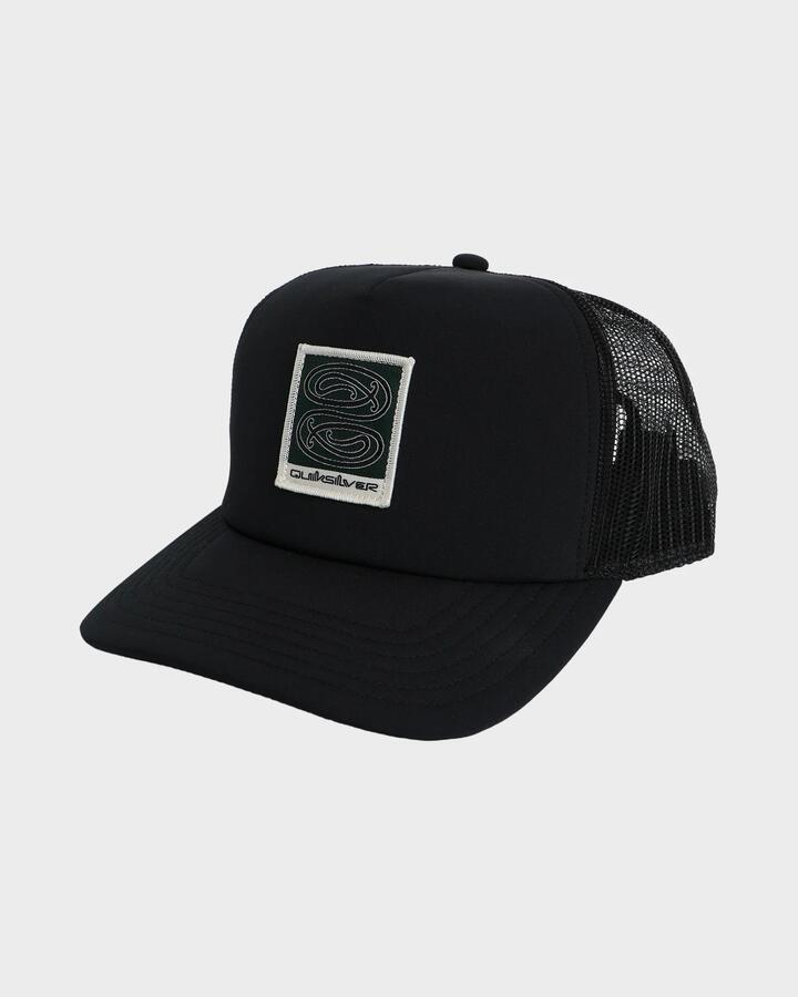 Image of Hats. Product name - Quiksilver Mens Tuna-Heke Trucker Cap Black in Black colour by brand - Quiksilver