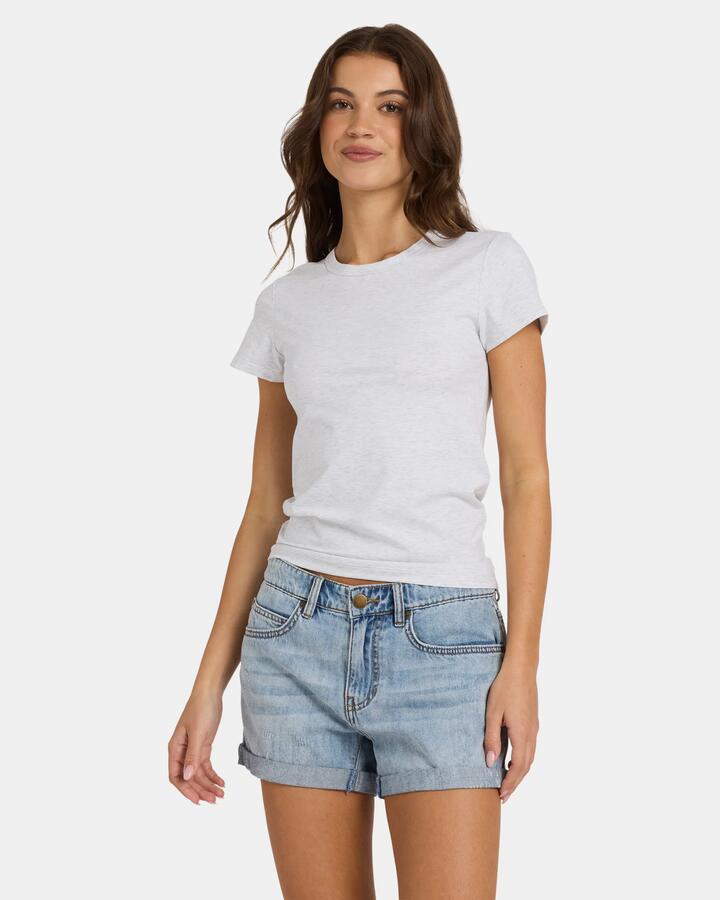 Image of T-Shirts. Product name - Nunui Womens Westlake T-Shirt Silver Marle in Silver Marle colour by brand - Nunui