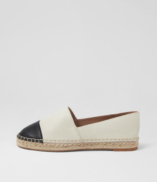 Image of Footwear. Productname: Simeon Black Cream Leather Flat Shoes in BLACK-CREAM colour by brand - MIDAS