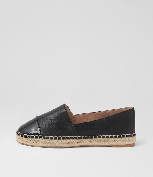 Image of Footwear. Productname: Simeon Black Patent Leather Flat Shoes in BLACK-BLACK colour by brand - MIDAS