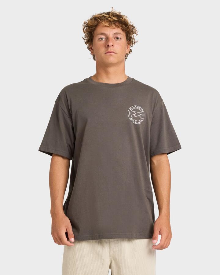 Image of a model wearing Tops. Productname: Billabong - Mens Hollow T-Shirt - Raven - in Raven colour by brand - Billabong