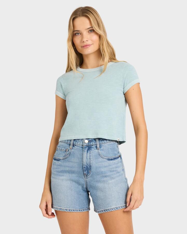 Image of T-Shirts. Product name - Billabong Womens Daily T-Shirt Mineral Blue in Mineral Blue colour by brand - Billabong