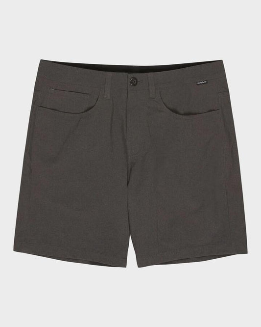 Image of a model wearing Shorts. Productname: Quiksilver Mens Nelson 18" Hybrid Shorts Tarmac Heather - in Tarmac Heather colour by brand - Quiksilver