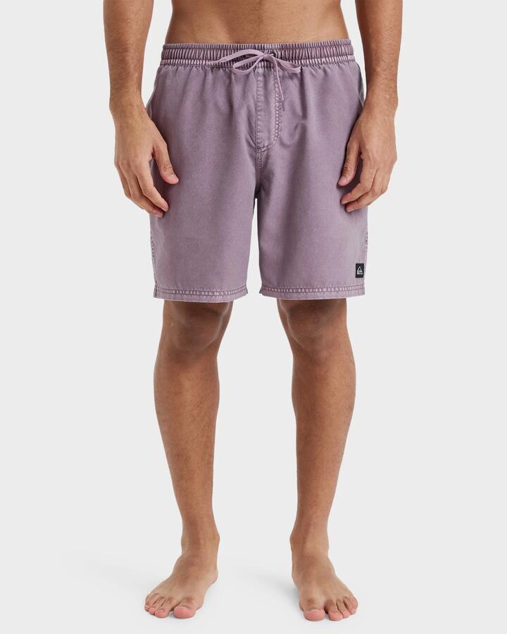 Image of a model wearing Shorts. Product name - Quiksilver Mens Everyday 17" Swim Shorts Elderberry in Elderberry colour by brand - Quiksilver