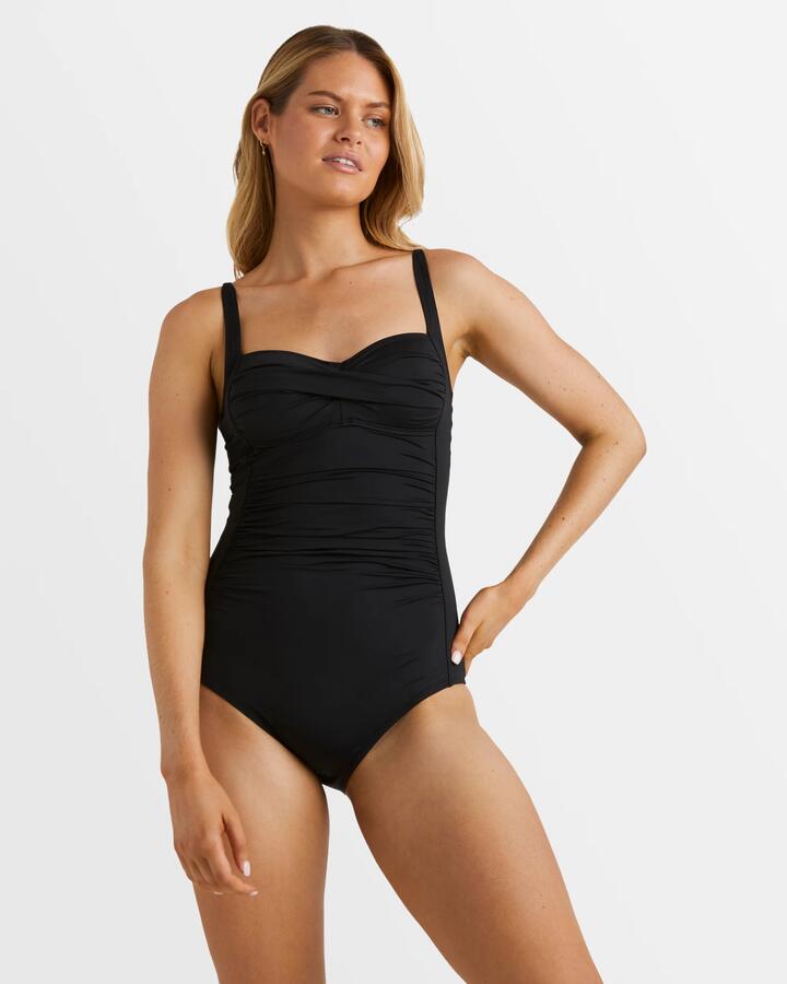 Image of Swimwear. Product name - Billabong Womens Sol Searcher Wrap One Piece Swimsuit Black Pebble in Black Pebble colour by brand - Billabong