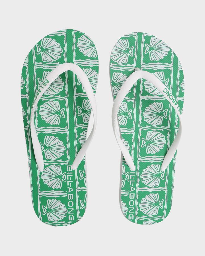 Image of Sandals. Product name - Billabong Womens Seashell Paradise Thongs Kelly Green in Kelly Green colour by brand - Billabong
