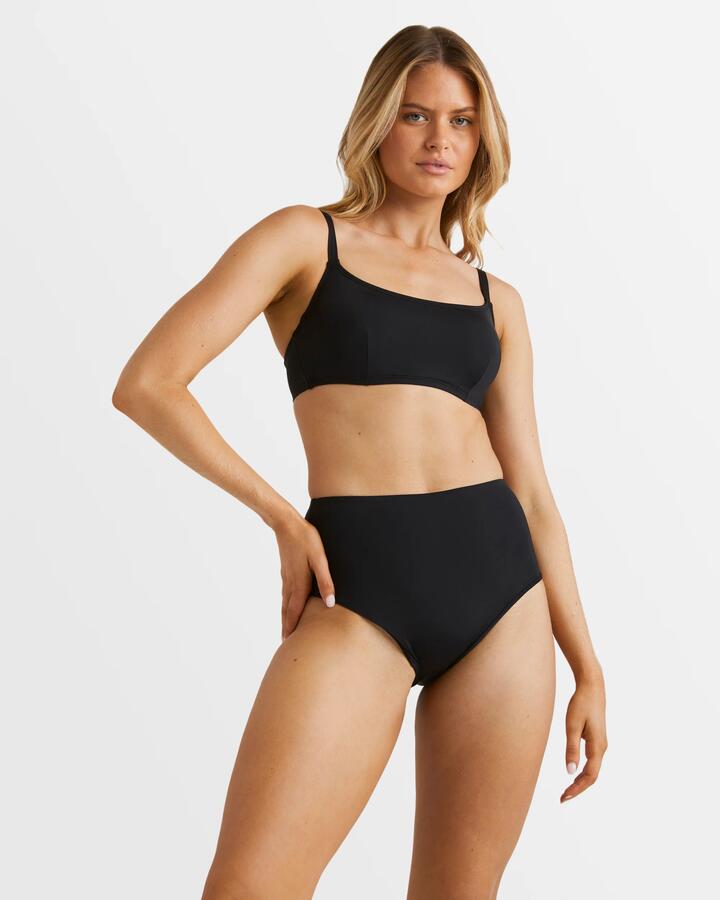 Image of Swimwear. Product name - Billabong Womens Sol Searcher Hi Retro Bikini Bottom Black Pebble in Black Pebble colour by brand - Billabong