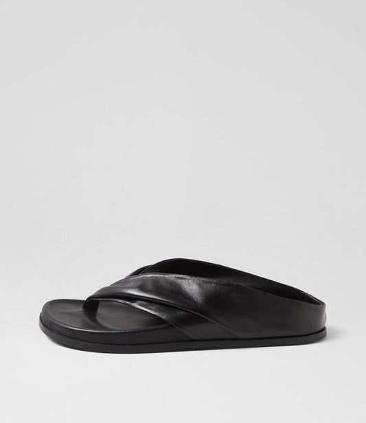 Image of Sandals. Productname: Hedley Black Leather Thongs in BLACK colour by brand - MOLLINI
