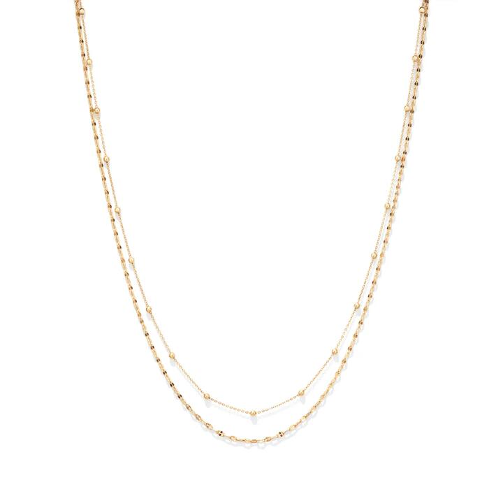 Image of Necklaces. Productname: 45cm Layered Ball Station Necklace in 9kt Bonded Yellow Gold in Gold colour by brand - Bevilles