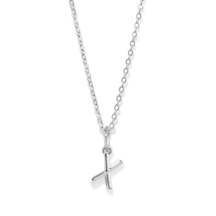 Image of Necklaces. Productname: 45cm Initial X Pendant Necklace in Sterling Silver in Silver colour by brand - Bevilles