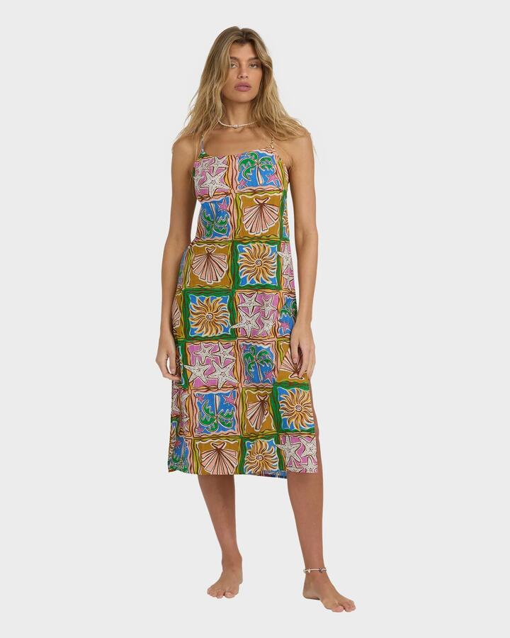 Image of Dresses. Product name - Billabong Womens Heat Dream Midi Dress Multi in Multi colour by brand - Billabong
