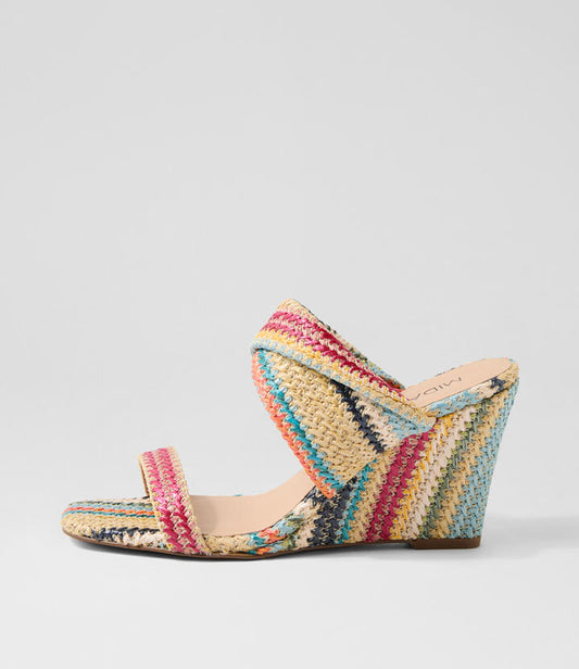 Image of Sandals. Productname: Ketay Multi Fabric Sandals in BLUE MULTI colour by brand - MIDAS