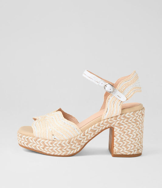Image of Sandals. Productname: Marius Natural White Multi Fabric Sandals in NATURAL&WHITE MULTI colour by brand - MIDAS