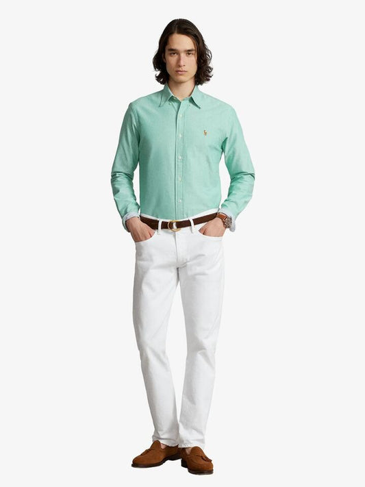 Image of Footwear. Productname: Polo Ralph Lauren Custom Fit Oxford Shirt in College Green colour by brand - Polo Ralph Lauren