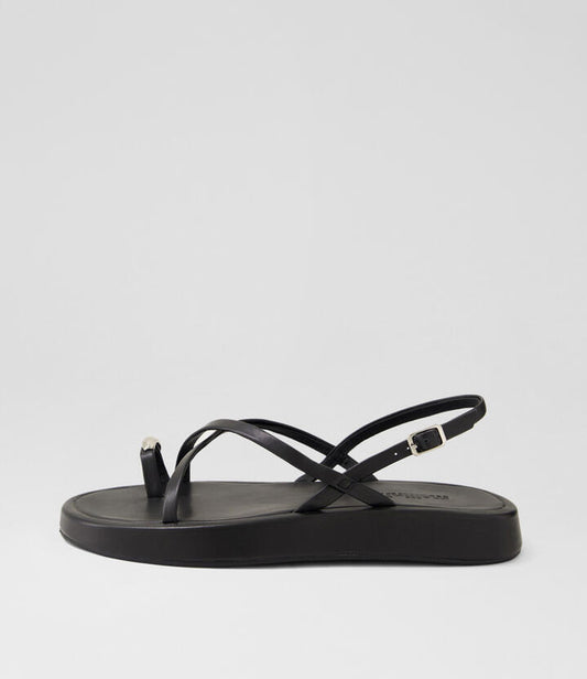 Image of Sandals. Productname: Anews Black Silver Leather Sandals in BLACK-SILVER colour by brand - MOLLINI
