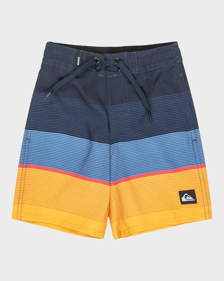 Image of Swimwear. Product name - Quiksilver Boys 2-7 Everyday 13" Boardshorts Dark Navy Step Stripe in Dark Navy Step Stripe colour by brand - Quiksilver