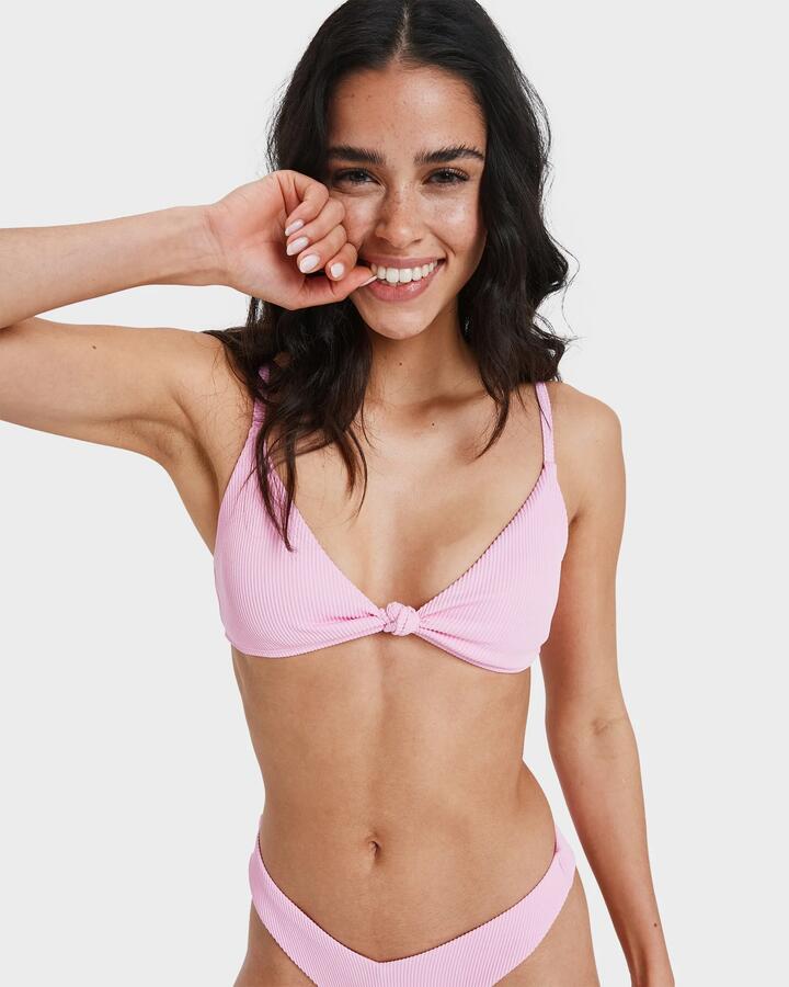 Image of Swimwear. Product name - Roxy Womens Roxy Love The Surf Knot Bikini Top Bonbon in Bonbon colour by brand - Roxy