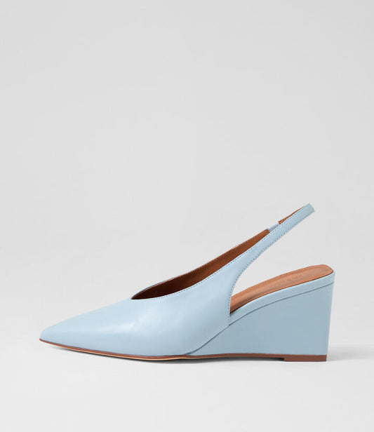 Image of Boots. Productname: Luisah Pale Blue Leather Wedges in PALE BLUE colour by brand - MOLLINI