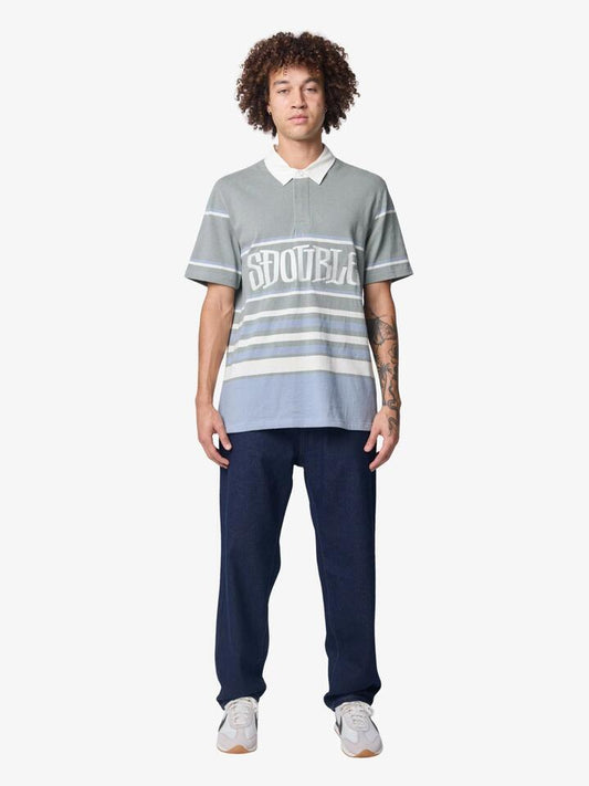 Image of a model wearing Tops. Productname: S-Double Rugby Polo Shirt in Seagrass colour by brand - S-Double