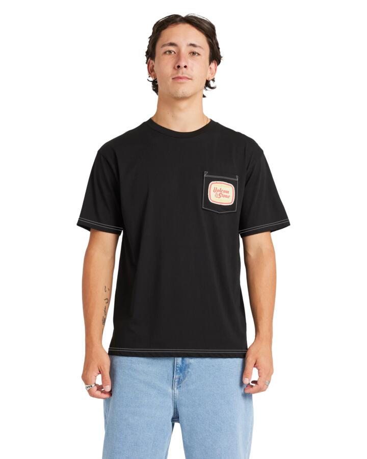 Image of T-Shirts. Product name - Volcom Mens Vol On Tap T-Shirt Black in Black colour by brand - Volcom
