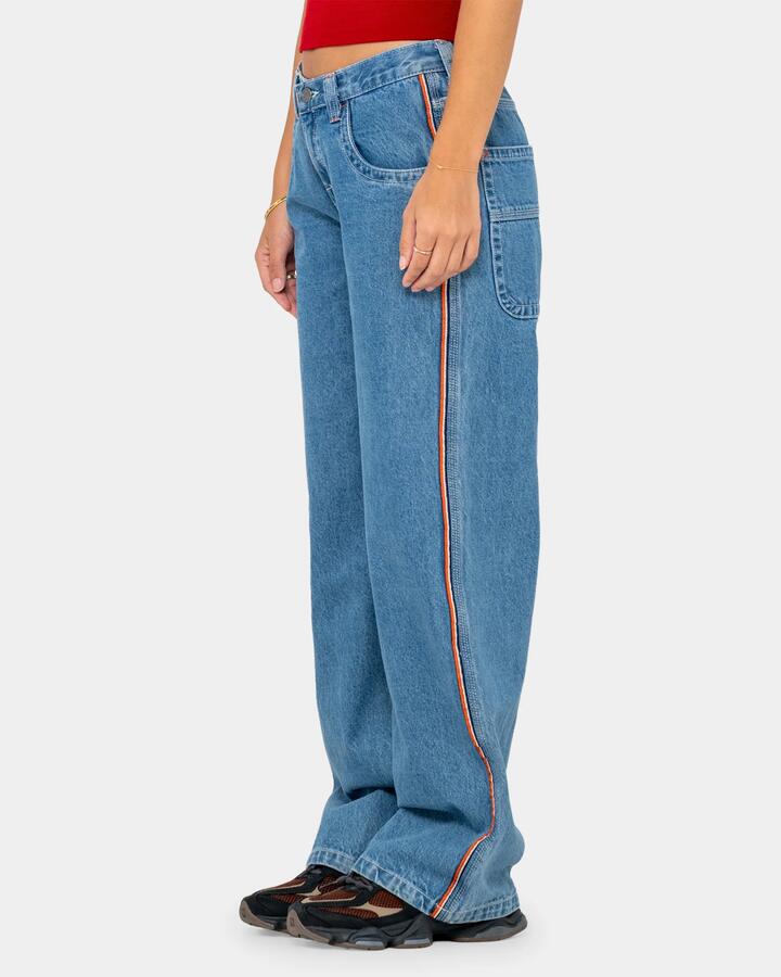 Image of Jeans. Product name - Rusty Womens Flip Mommy Low Rise Denim Jeans Middy Blue / Orange in Middy Blue / Orange colour by brand - Rusty