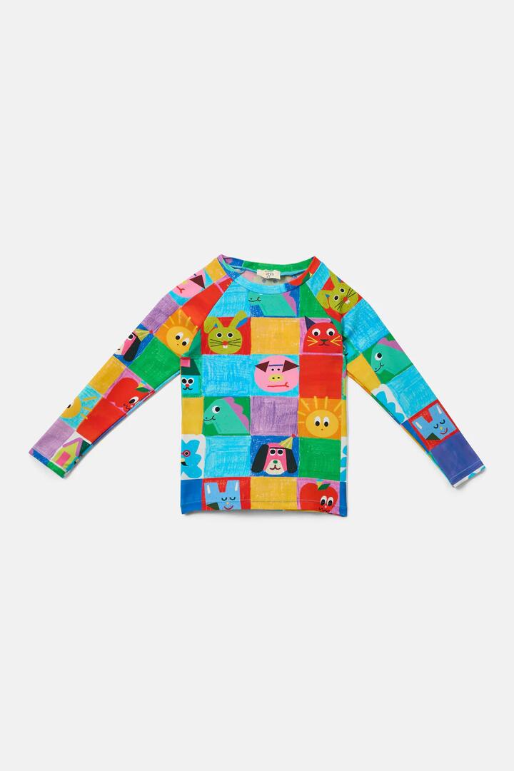 Image of Swimwear. Product name - Check Mate Kids Swim Top in Multi colour by brand - Gorman