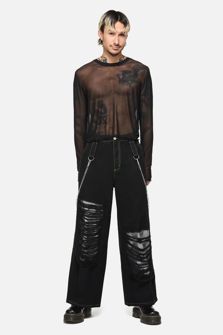 Image of a model wearing Denim. Productname: Rodent Grunge Cargo Jean in Black colour by brand - Black Friday