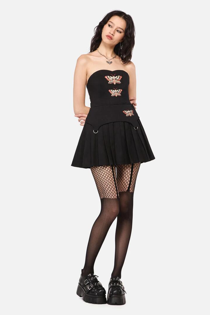 Image of Charms. Productname: All Hallows' Eve Tattoo Charm Skort in Black colour by brand - Dangerfield