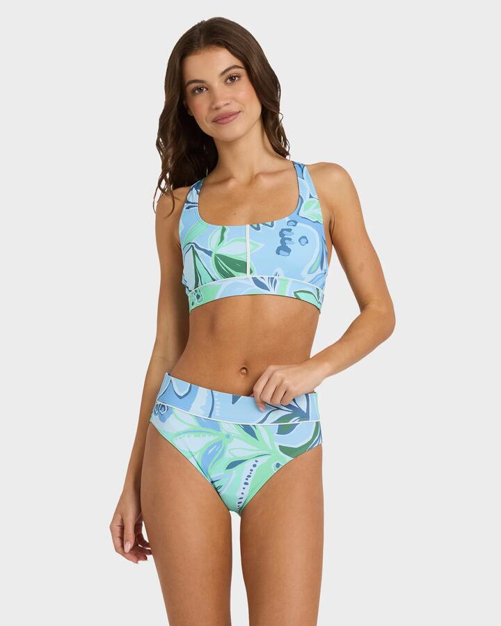 Image of Swimwear. Product name - Roxy Womens Botanic Active Bikini Top Airy Blue in Airy Blue colour by brand - Roxy