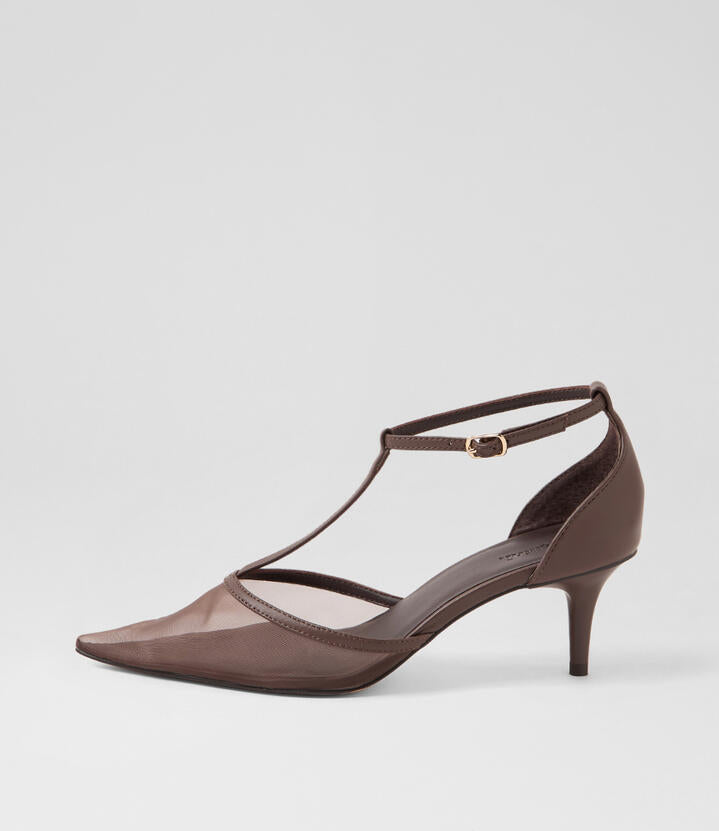 Image of Heels. Productname: Lunah Choc Fabric Pump Heels in CHOC colour by brand - MOLLINI